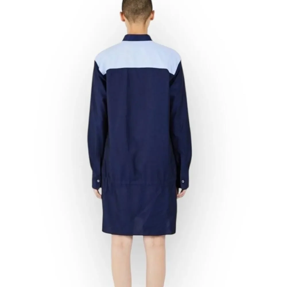 PUBLIC SCHOOL Masika Shirt Dress Womens 6 Navy Blue Drawstring Colorblock Cotton